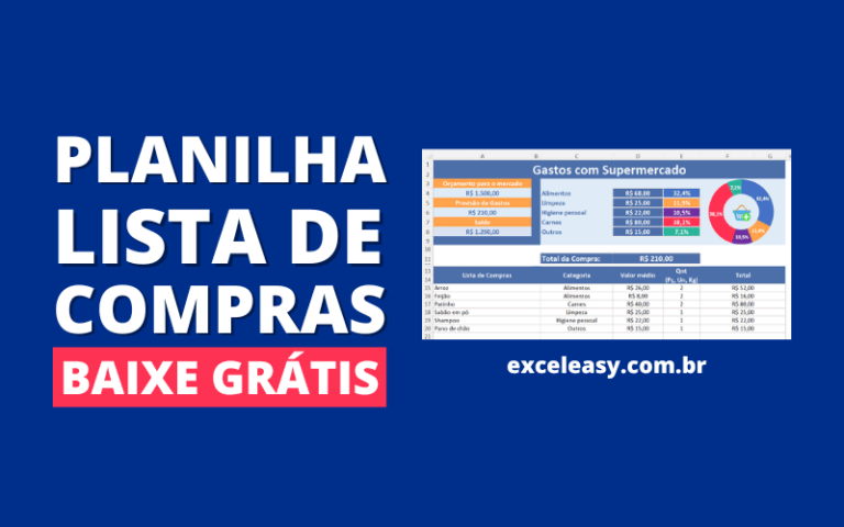 Planilha de lista de compras Grátis Excel Easy