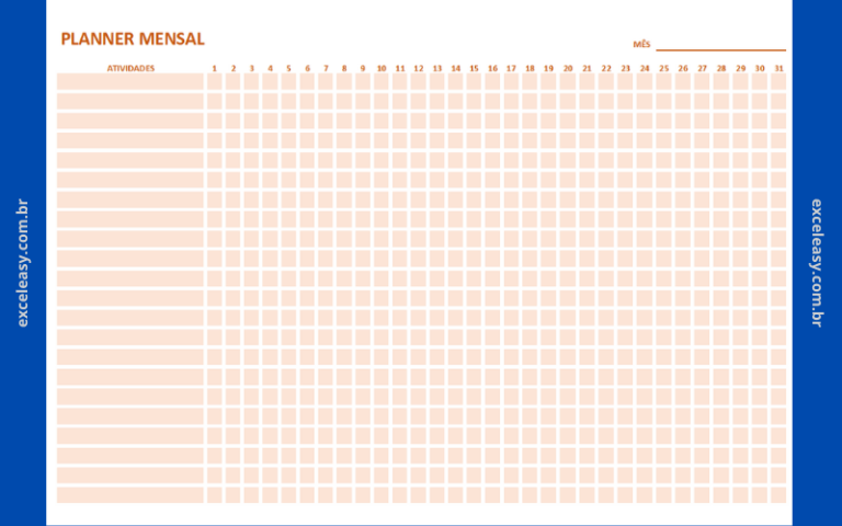 Planner Mensal Para Imprimir Modelos Gratuitos Excel Easy