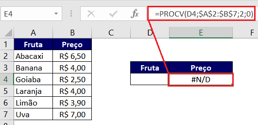 Erro #N/D como arrumar no Excel