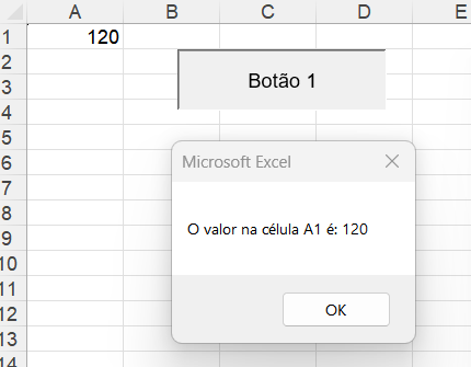 Exemplo de msgbox que mostra o valor da célula.