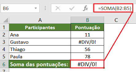 Erro #DIV/0! no Excel