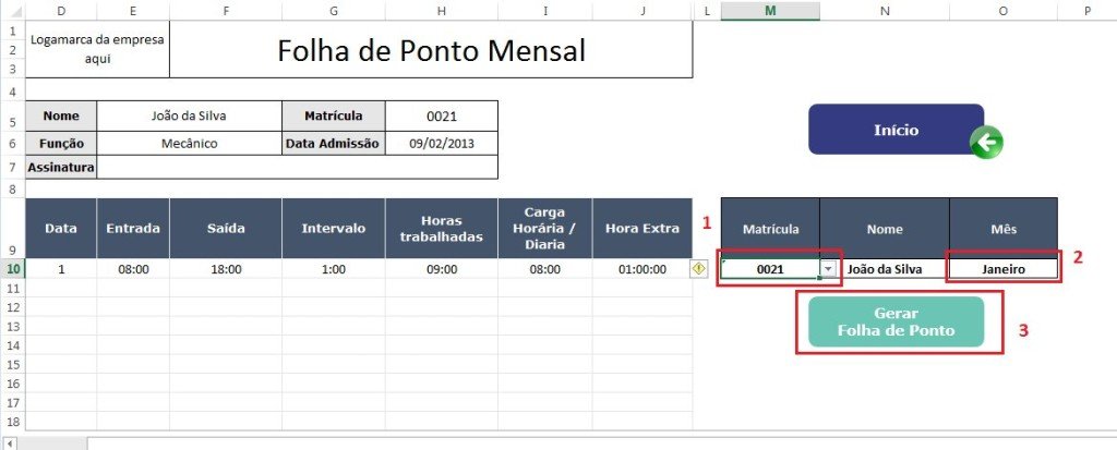 Planilha Controle de Horas e Folha de Ponto - Excel Easy