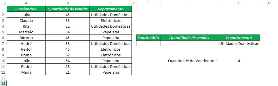 Excel Banco de Dados Funções