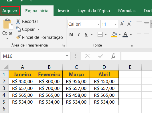 Excel em PDF