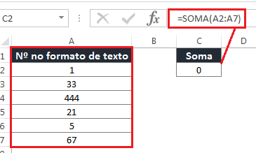 Transformar texto em número no Excel