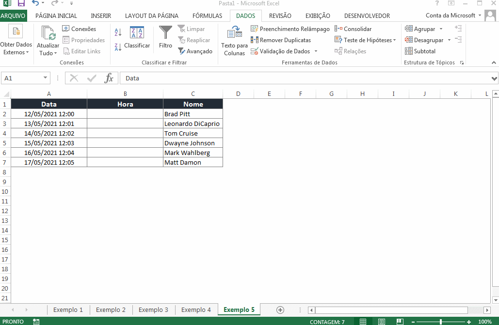 Como separar a data e hora no Excel
