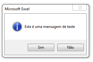 ícone vbInformation em caixa de mensagem no Excel