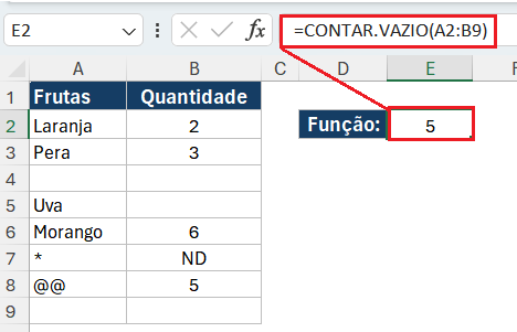 Função estatística no Excel