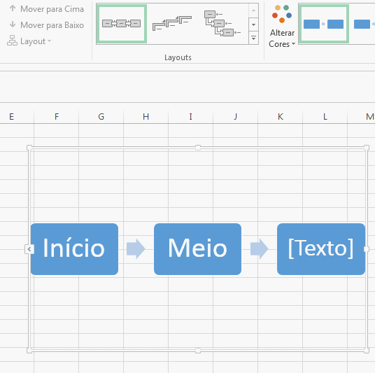 Alterar layout de fluxograma de processo no Excel