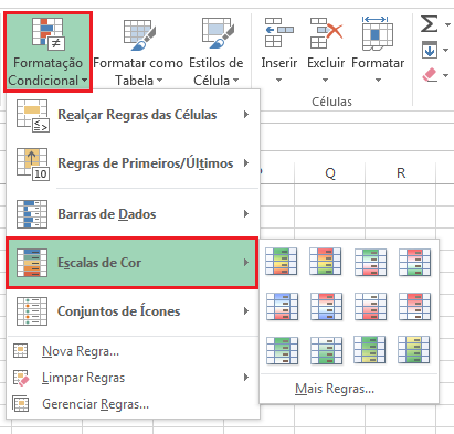 Escalas de cor no Excel - formatação condicional