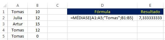Como calcular a média no Excel Função MÉDIASE