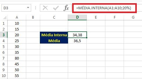 MÉDIA.INTERNA como calcular a média no Excel