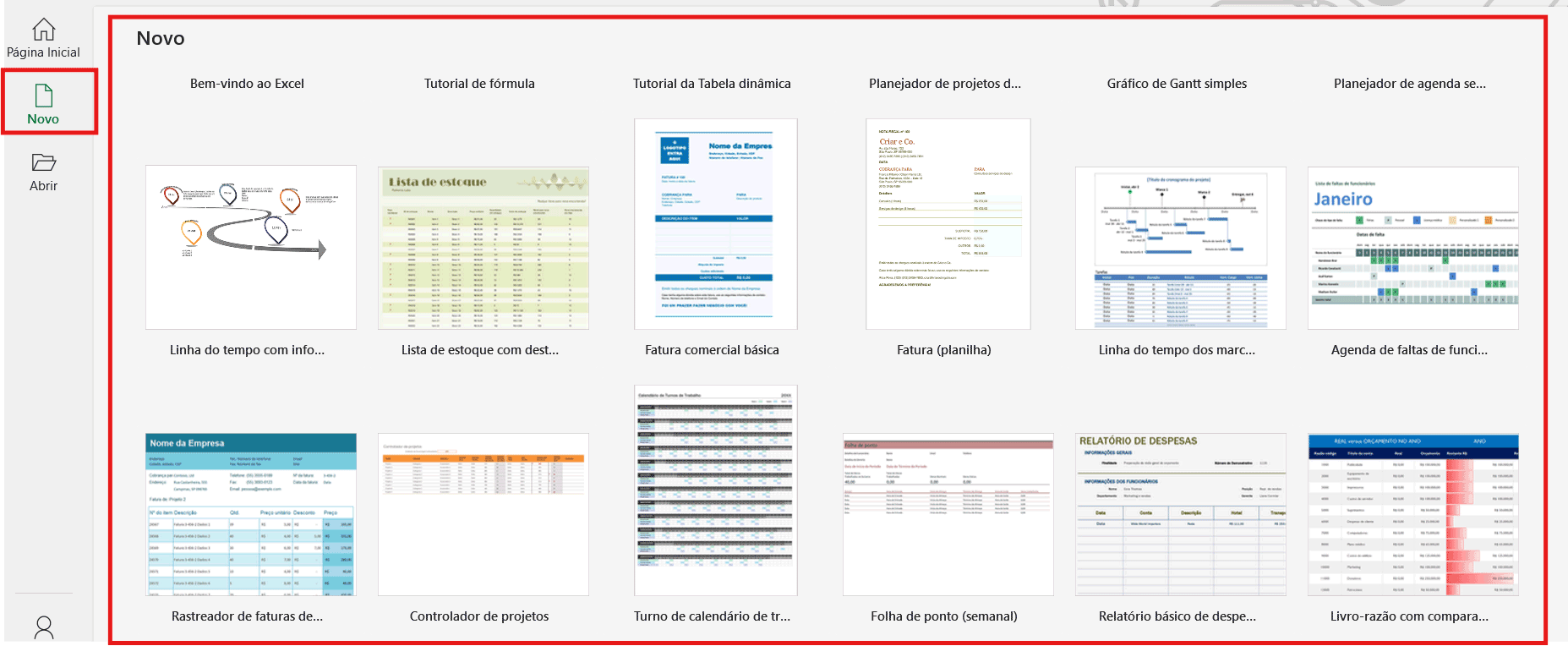 modelos prontos do Excel Acessar modelos prontos do Excel