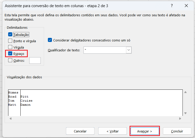 Como separar nome de sobrenome no Excel Separar nome de sobrenome no Excel