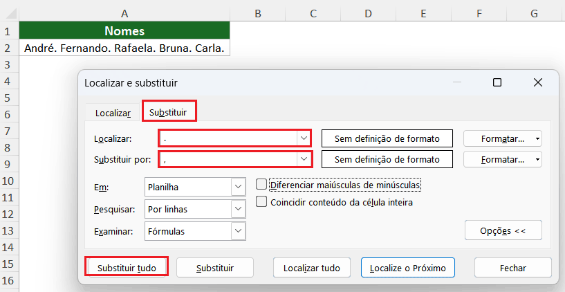 Como substituir ponto por vírgula no excel Substituir ponto por vírgula no excel