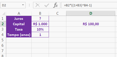 Calculando juros compostos no Excel