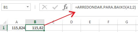 Como arredondar número para baixo no Excel
