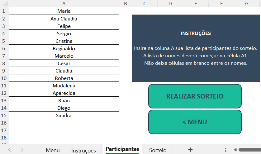 como fazer sorteio no Excel