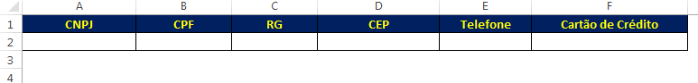 Formato CNPJ, CPF, RG e outros personalizados no Excel