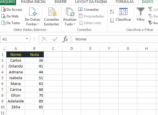 Filtro: Filtrar e Classificar no Excel