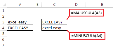 MAIÚSCULA e MINÚSCULA no Excel