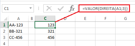 função valor para extrair número de texto no Excel