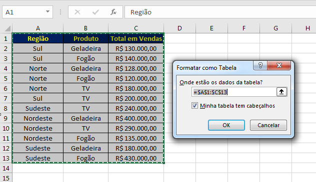 Filtro personalizado no Excel