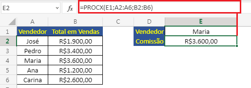Como usar a função PROCX no Excel