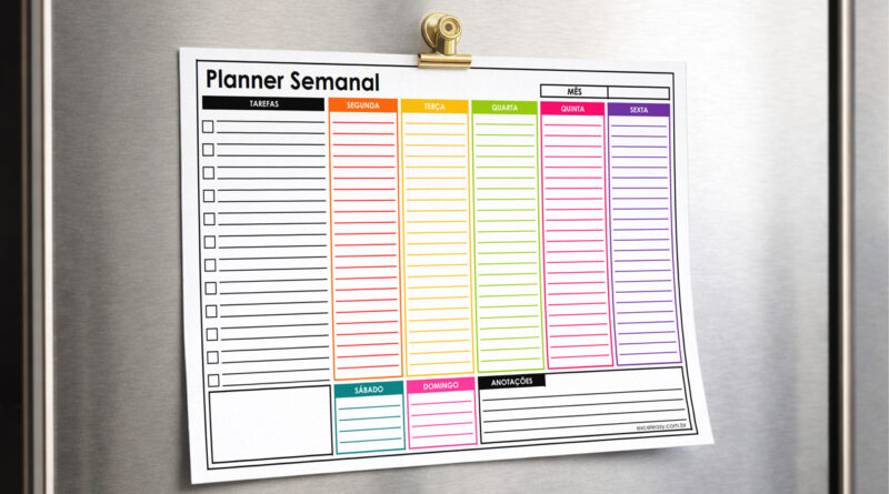 Modelos de Planner Semanal para impressão em Excel e PDF