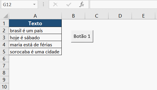 código VBA para deixar a primeira letra da frase maiúscula no Excel