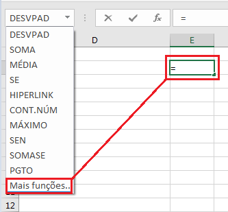 ver todas as funções do Excel