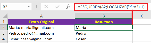 remover texto após um caractere no Excel
