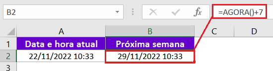 Como saber data e hora futura no Excel