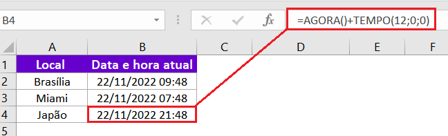 Como calcular fuso horário no Excel