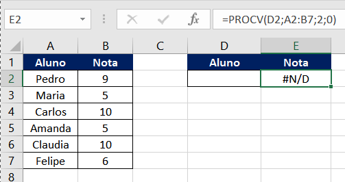 Fórmulas não funcionam no Excel. Erro na função PROCV