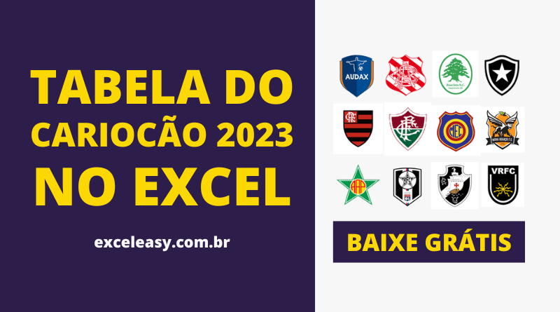 Tabela do Campeonato Carioca 2023 no Excel Grátis - Tabela do Cariocão