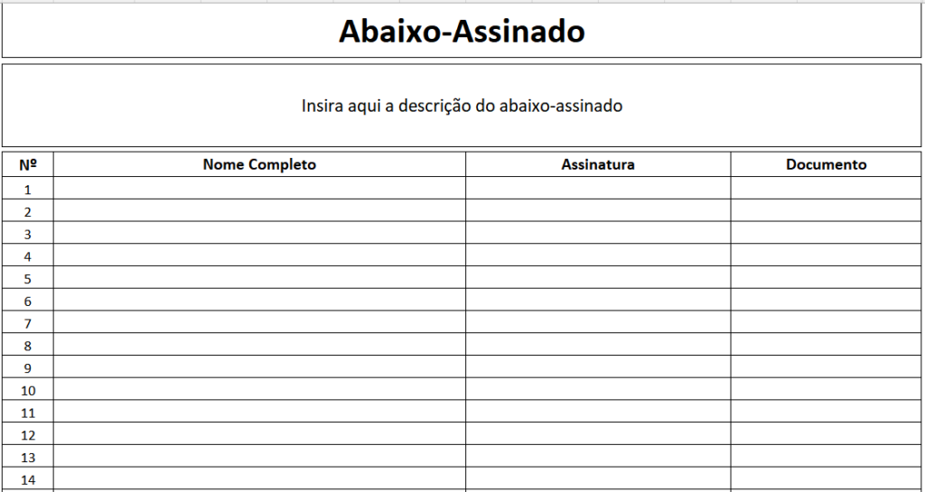 Modelo de Abaixo-Assinado: 7 Opções Grátis - Excel Easy