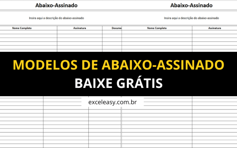 Modelo De Abaixo Assinado Grátis Excel Easy 0524