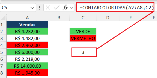 Macro para contar célula colorida no Excel