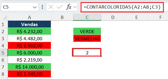 Macro para contar célula colorida na planilha Excel