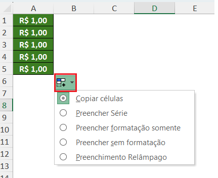 Transferir formatação no Excel