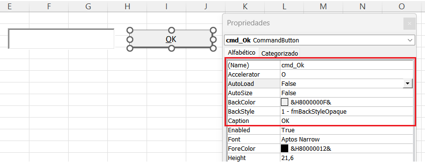 Botão de comando no Excel