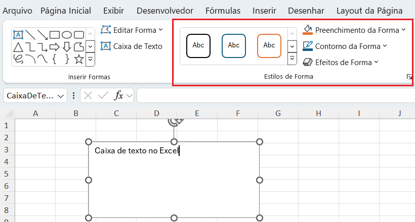 Alterar cor e aplicar bordas em objeto no Excel
