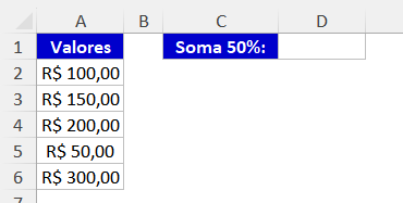 Somar a porcentagem em uma coluna inteira com colar especial