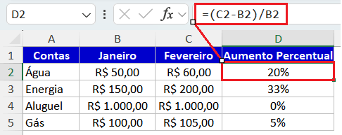 acrescimo de porcentagem no excel