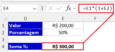 somar porcentagem no excel