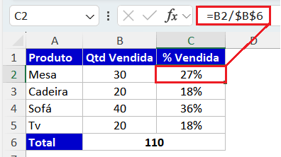 Porcentagem no Excel