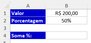 Somar porcentagem usando referência de célula