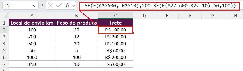 função se com 3 condições