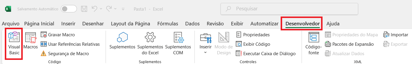 Demonstração visual de como habilitar a guia Desenvolvedor no Excel para usar o VBA